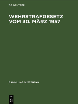 cover image of Wehrstrafgesetz vom 30. März 1957